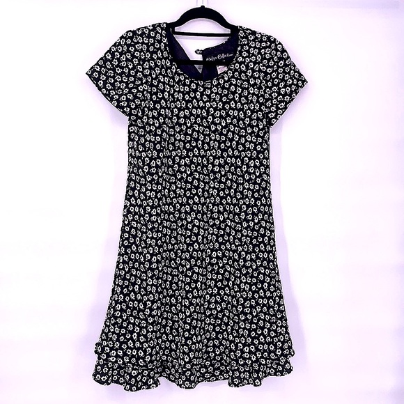 Vintage Dresses & Skirts - Vintage black and white flower summer dress 8